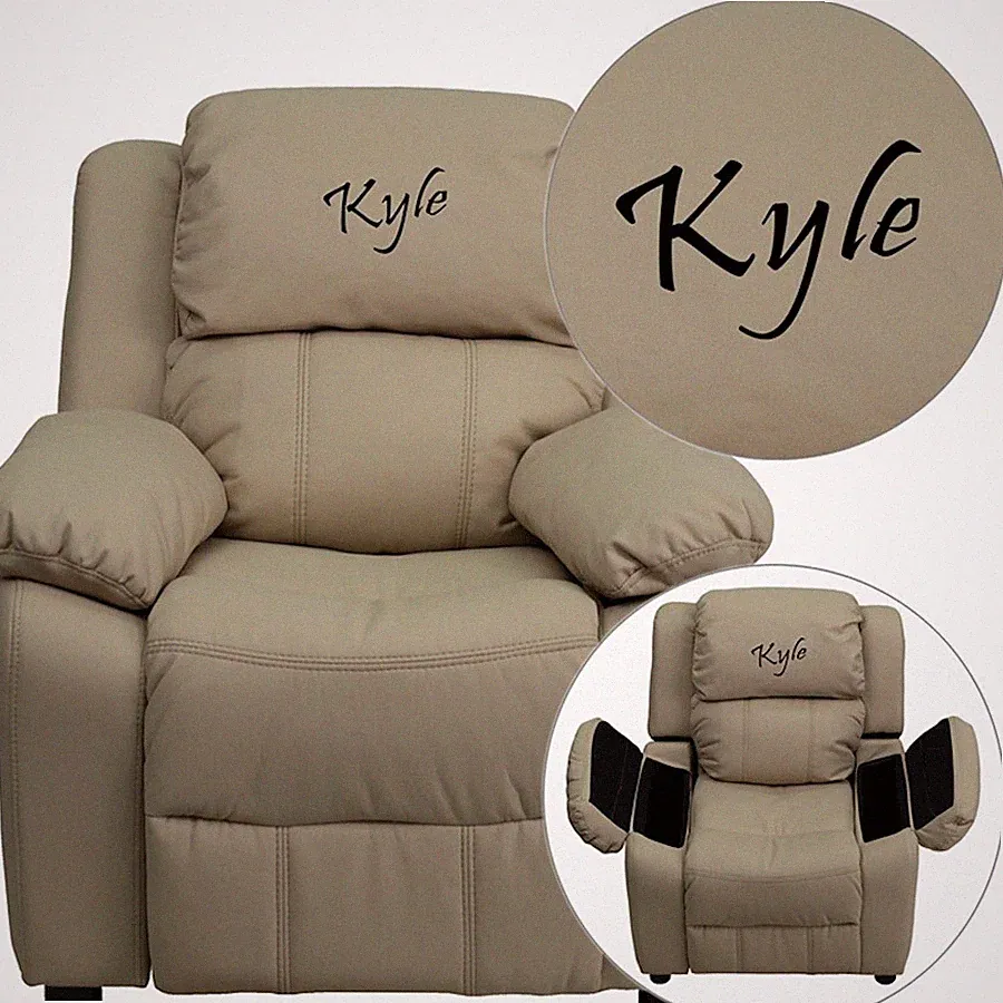 Flash Furniture Beige Vinyl Kids Recliner - BT-7985-KID-BGE-TXTEMB-GG