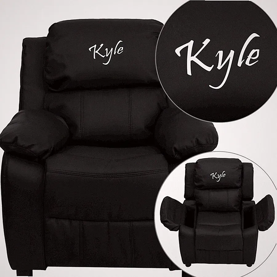 Flash Furniture Black Leather Kids Recliner- BT-7985-KID-BK-LEA-EMB-GG