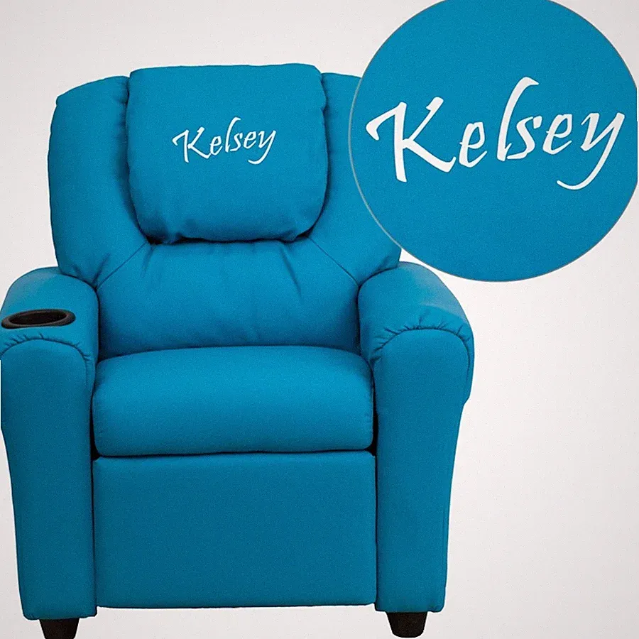 Flash Furniture Turquoise Vinyl Kids Recliner - DG-ULT-KID-TURQ-EMB-GG