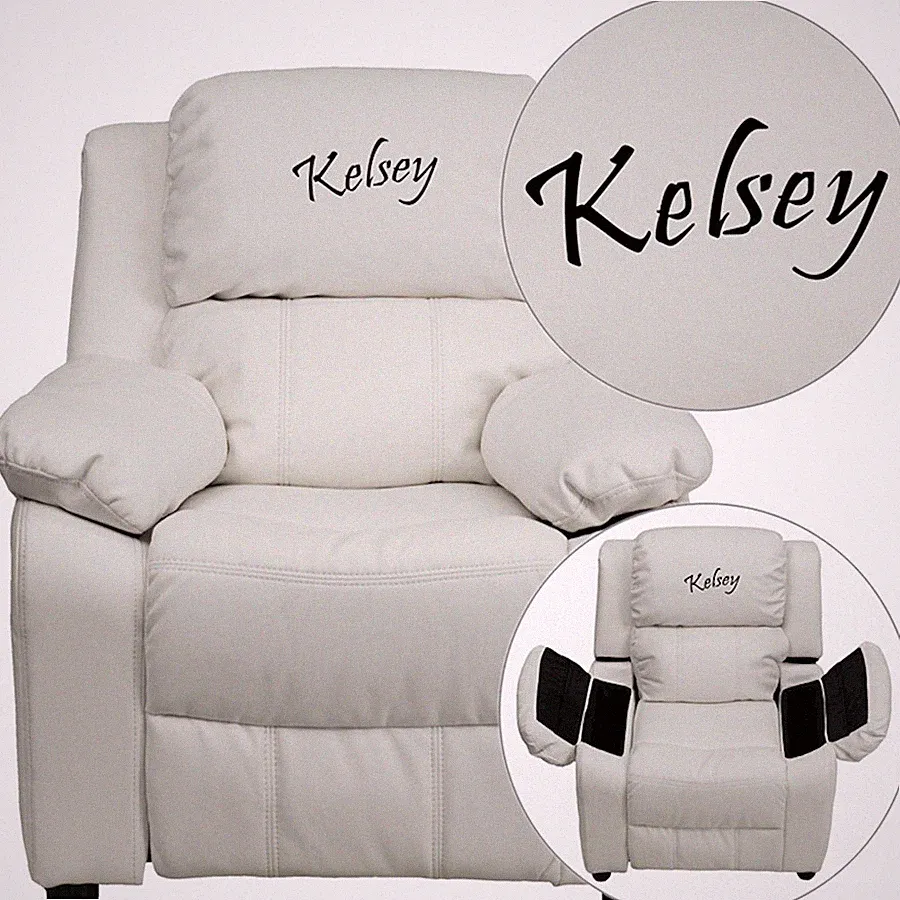 Flash Furniture White Vinyl Kids Recliner- BT-7985-KID-WHITE-EMB-GG
