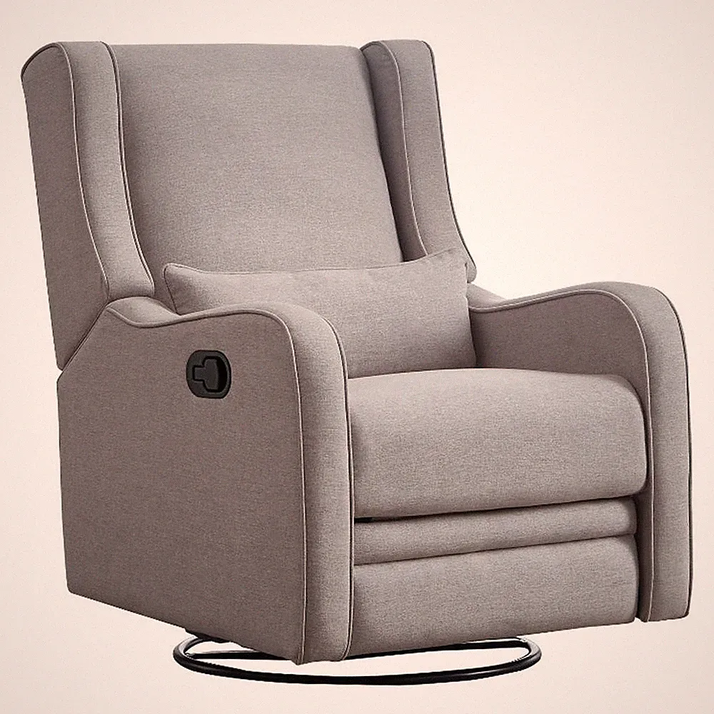 Hawthorne Collections Fabric Manual Swivel Glider and Recliner in Gray