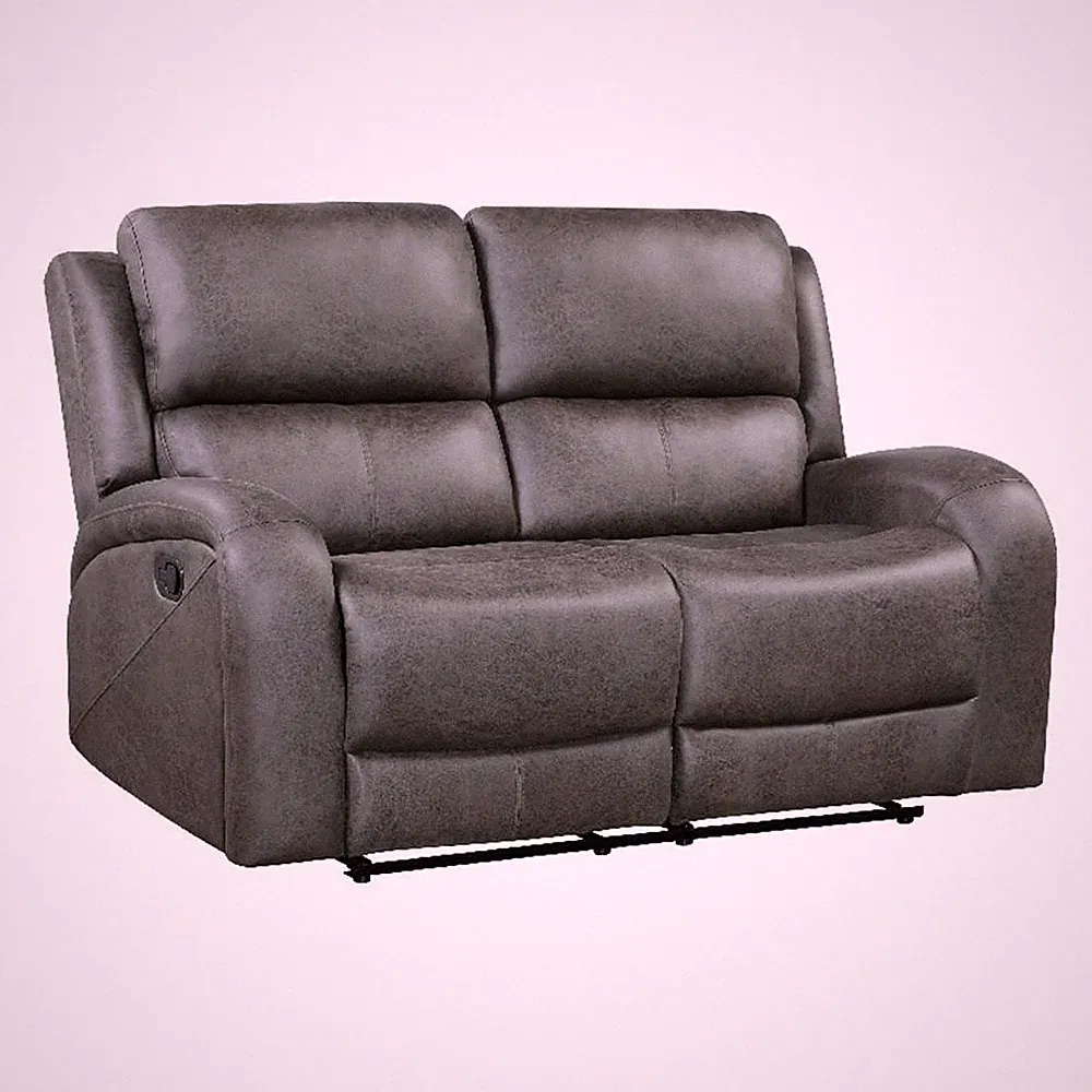 Patsy Manual Recliner Loveseat- Gray Polished Microfiber- 62 Inch
