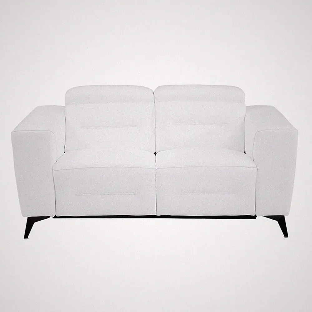 Pemberly Row Italian Leather Loveseat with Power Recliner in White